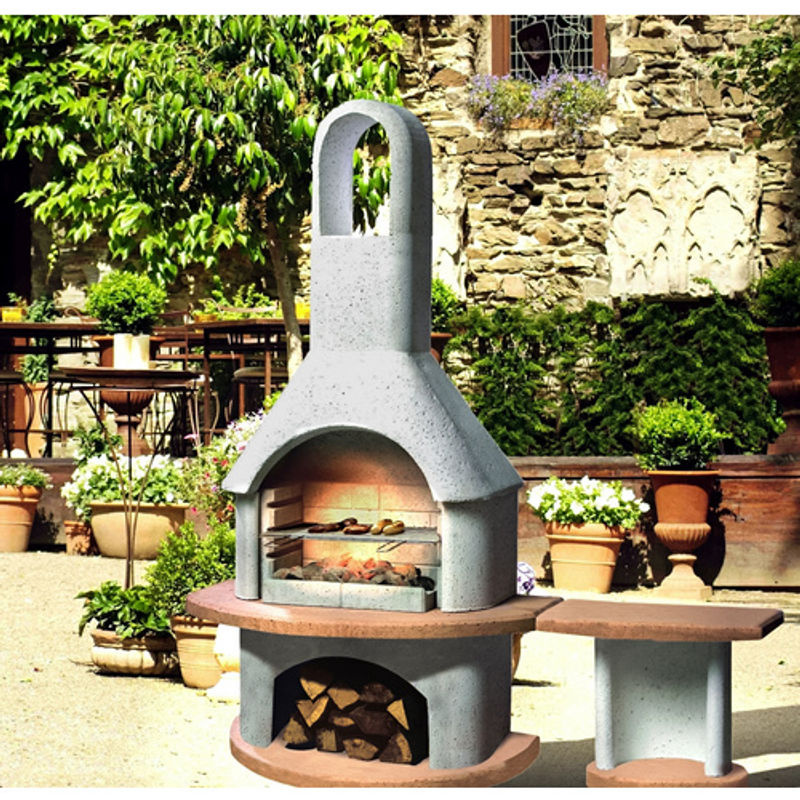 Buschbeck Gartengrillkamin Carmen mit Tisch in Grau-Terrakotta, B/H/T: 180 x 203 x 65 cm - Bild 5