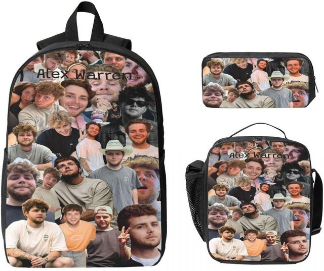 Alex Warren Merch Schultaschen-Set für Kinder bestehend aus Rucksack, Federmäppchen und Brotdose in Schwarz und Multicolour aus Polyester - Bild 1