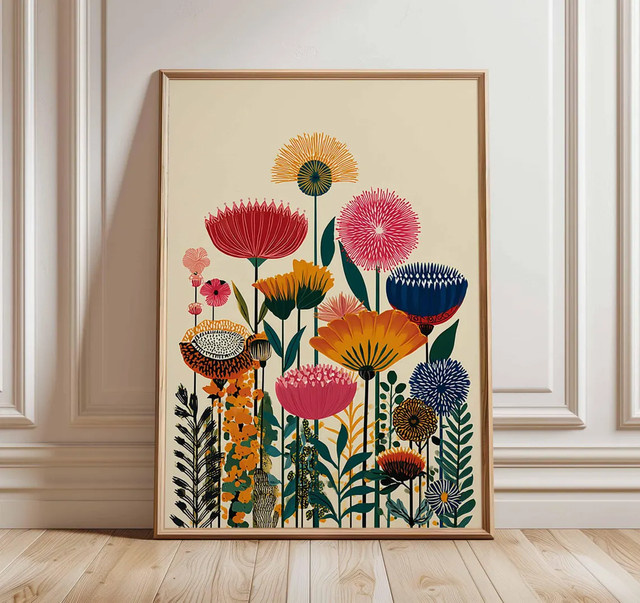 Modernes botanisches Blumenposter von SHENCHEN in Mehrfarbig als rechteckiger Wandkunstdruck aus Papier - Bild 1