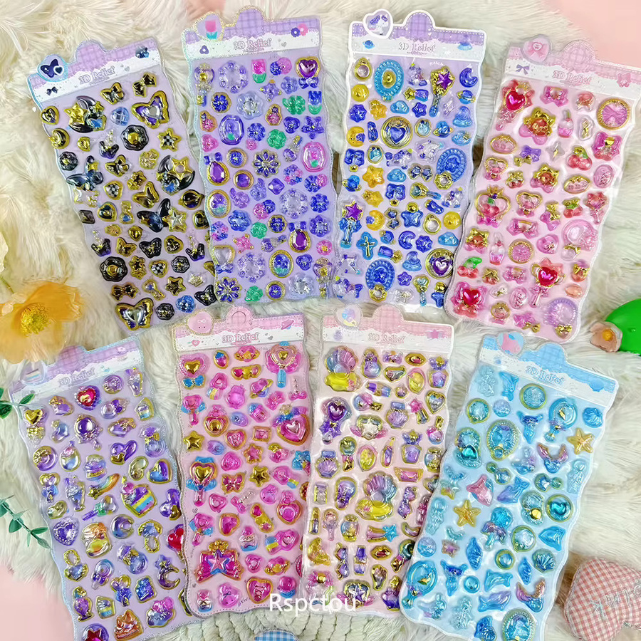 Charile Kawaii Muschel Meerestier Schmetterling Kristall-Aufkleber, 3D Relief-Sticker, multicolour - Bild 1