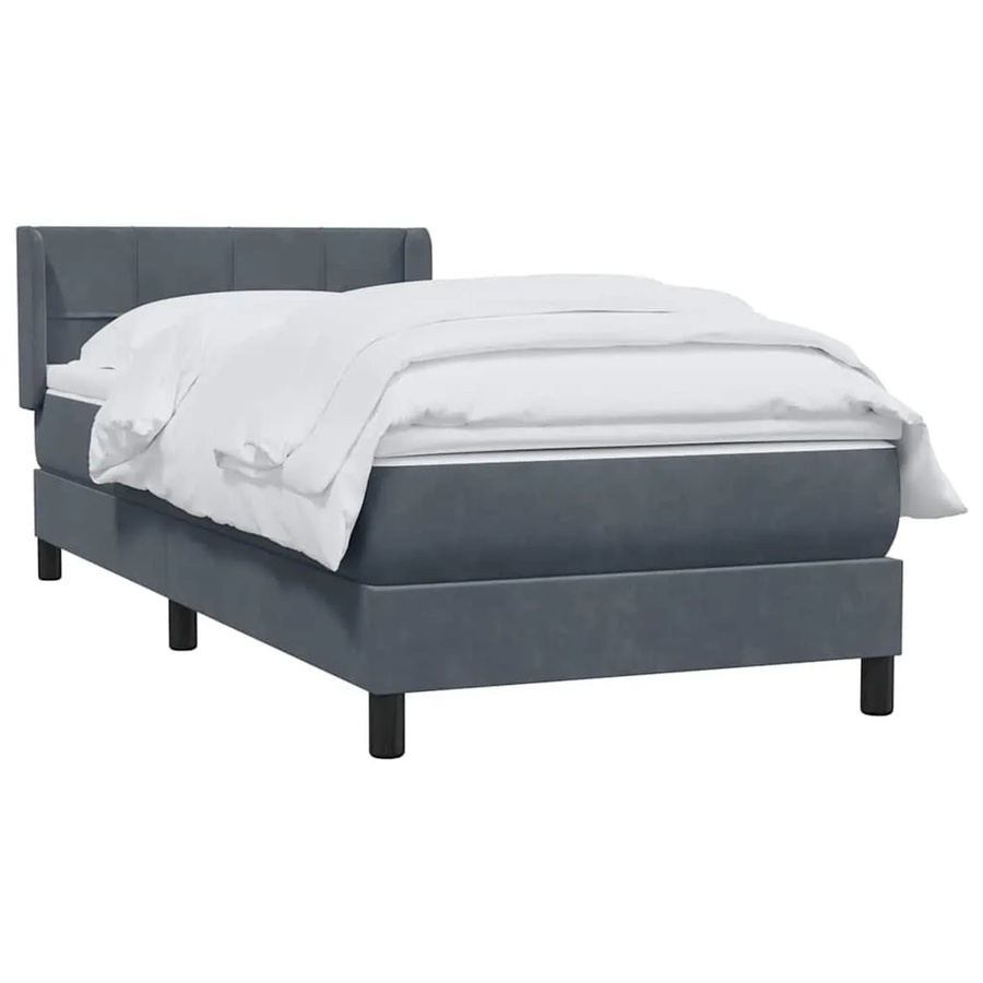vidaXL Boxspringbett mit Matratze aus Samt in Dunkelgrau, B/T/H: 80 x 210 cm - Bild 2
