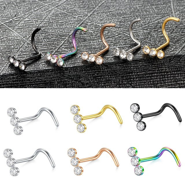 SWANJO Nasenflügel Piercing Nasenschraube, Edelstahl, 7 mm, Cz, Damen - Bild 1
