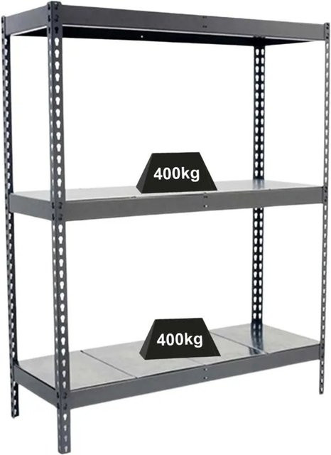 PROREGAL Schwerlastregal Mid Metal Yeti Grau H x B x T: 150 x 150 x 45 cm mit verstellbaren Fachlasten bis 400 kg - Bild 1