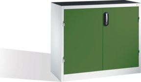 C+P Schwerlast-Beistellschrank mit Drehtüren und Schloss, Korpus Lichtgrau, Front Resedagrün, H x B x T: 100 x 120 x 50 cm - Bild 1