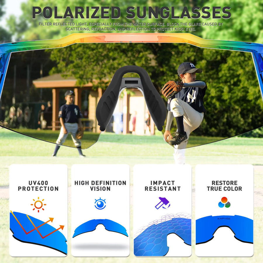 KAPVOE Kinder Sportsonnenbrille, multicolor, Kunststoff, wrap - Bild 4
