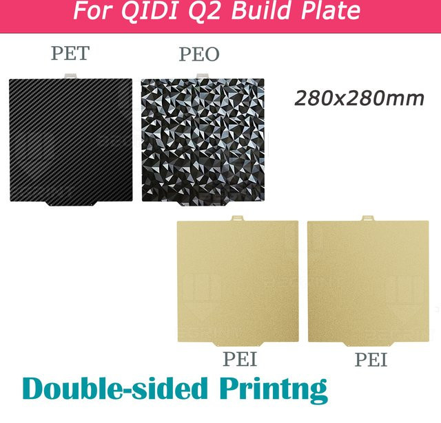QIDI Q2 Q2 Combo 3D-Drucker Bauplatte Doppelseitiges Federstahlblech mit PEO PET PEI Beschichtung in Schwarz, B/T: 280 x 280 mm - Bild 1