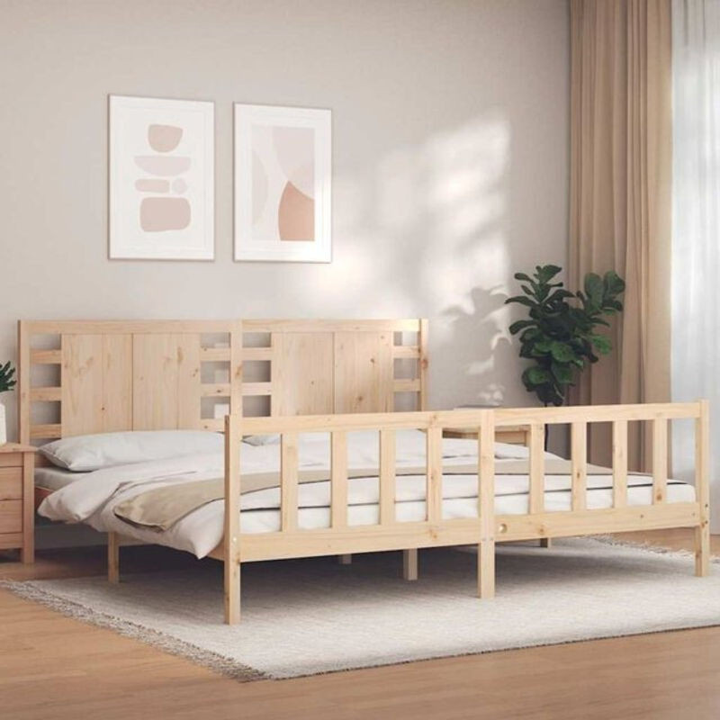 Massivholzbett Vidaxl aus Kiefer in Braun, B/T/H: 200 x 200 x 205,5 cm - Bild 1
