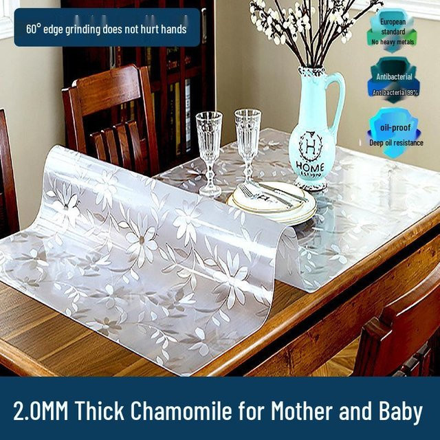 HomeHarmony Transparente PVC-Tischmatte mit Gänseblümchen-Design, Ölbeständig, Wasserdicht und Hitzebeständig, B/T: 120 x 60 cm - Bild 1