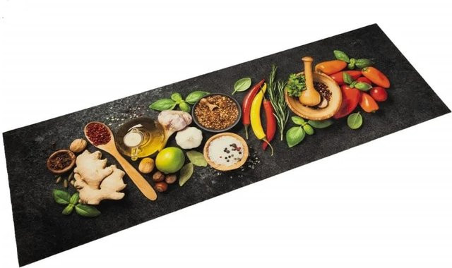 vidaXL Küchenteppich mit Gewürzmuster aus Samt, B/T: 60 x 180 cm - Bild 1