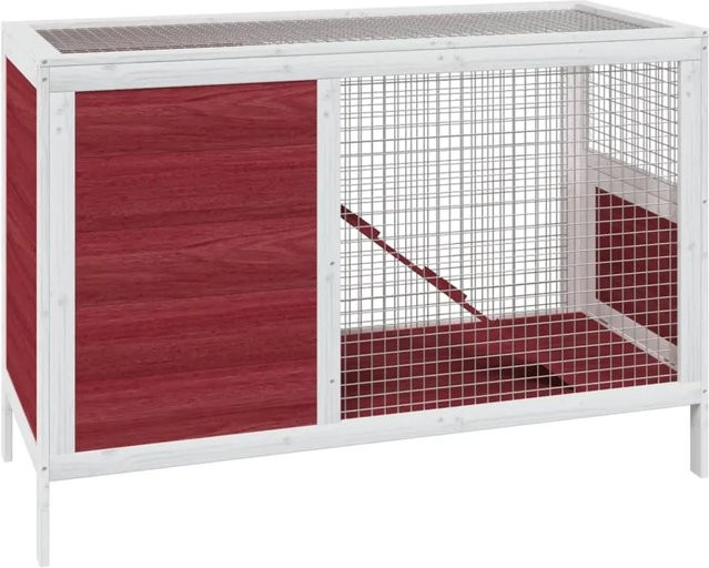 vidaXL Kaninchenstall aus Massivholz Kiefer in Braun mit rustikaler Optik B: 103 cm, T: 44 cm, H: 69,5 cm - Bild 1