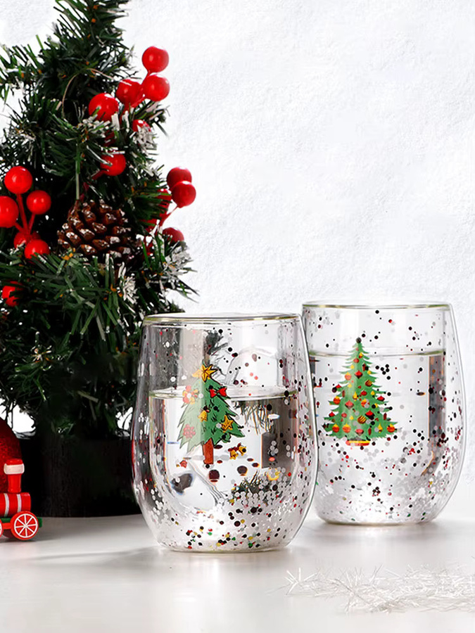 FOME Weihnachtliche Doppelschichtige Glastasse, transparent, 300 ml - Bild 7