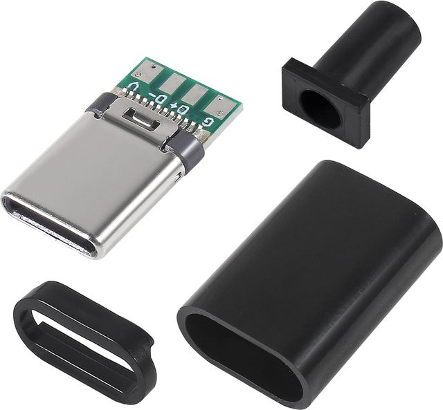 AOKIN 10er-Pack USB-C-Stecker USB 3.1 Typ-C Lötadapter mit Leiterplatte für die Kabelreparatur, schwarz - Bild 1