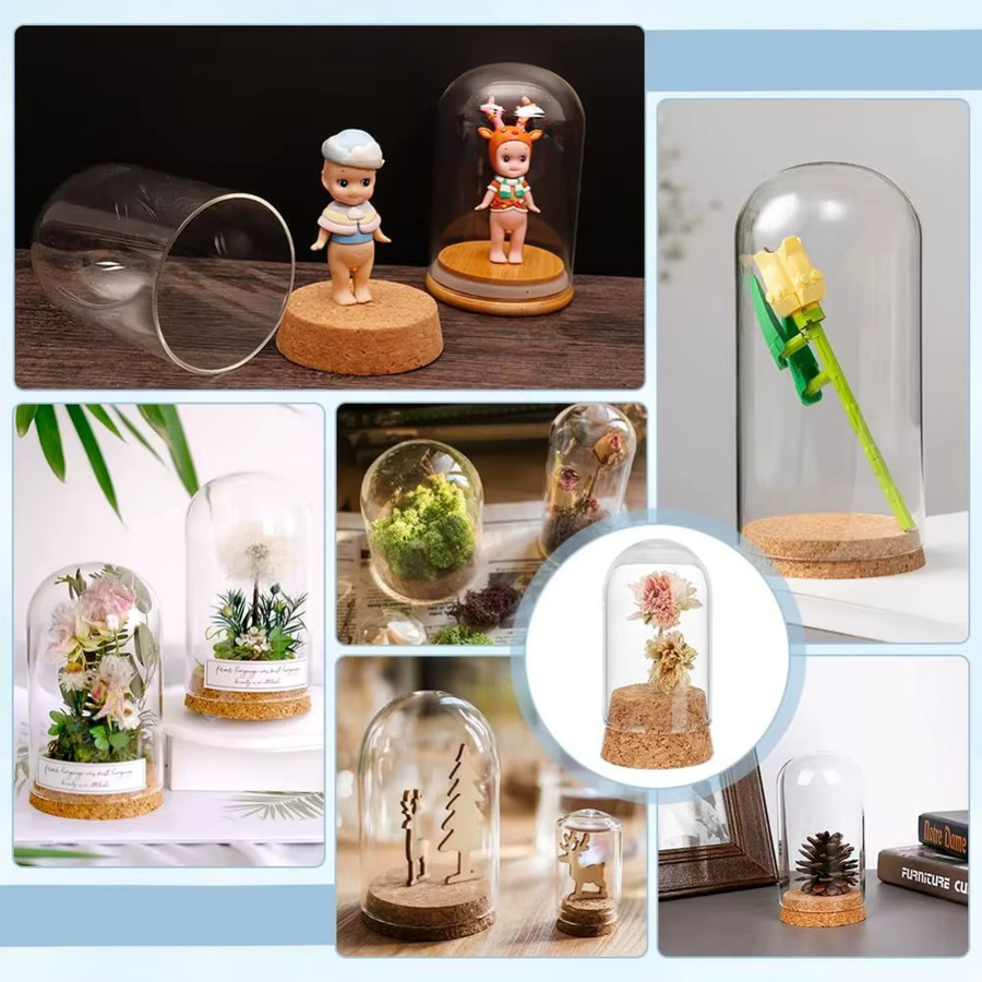 4 Stück Mini-Glasgläser mit Korkdeckel, transparente Glas-Display-Kuppeln zur Dekoration - Bild 3