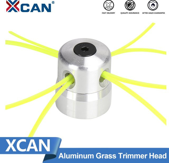 Xcan Aluminium Rasentrimmer Kopf mit 4 Linien Bürstenkopf in Silber als Rasenmäher Zubehör und Ersatzteil für deinen Strimmer - Bild 1