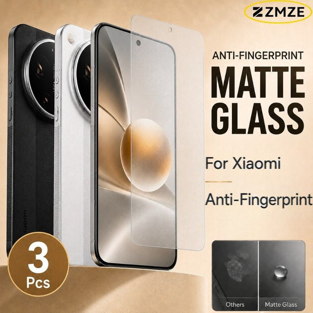 3er-Pack Mattierte Schutzfolie aus gehärtetem Glas mit Anti-Fingerabdruck-Effekt für Xiaomi 17 Ultra 17 Pro Max 17 Max 17T 15S 15T 14T 13T Pro 15 14 13 9H Transparent - Bild 1