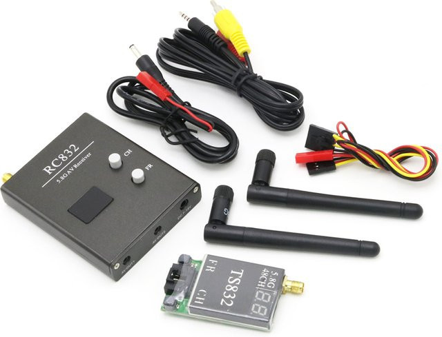 QX-MOTOR FPV Sender Empfänger Set TS832 RC832 RC832H 5,8G 600mW Long Range Wireless AV System für RC Quadcopter in Schwarz - Bild 1