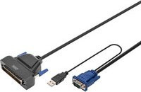 DIGITUS Modularer KVM-Switch Single-Port in Schwarz mit USB, PS/2 und VGA Anschlüssen - Bild 1