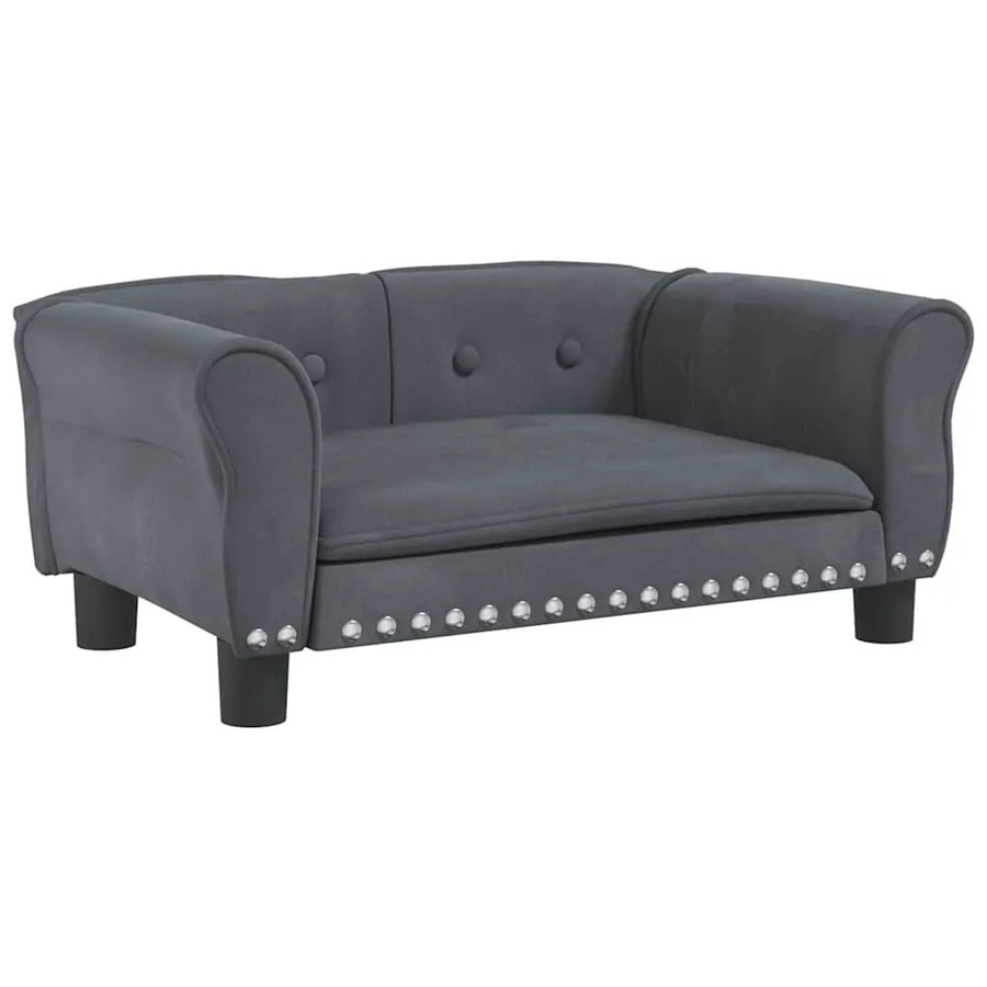 vidaXL Hundebett Sofa aus Samt in Dunkelgrau, B/T/H: 70 x 45 x 30 cm - Bild 2