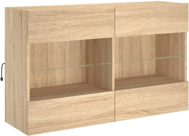 vidaXL TV-Wandschrank in Sonoma-Eiche mit LED-Beleuchtung, modern, B/H/T: 98,5 x 60,5 x 30 cm - Bild 1