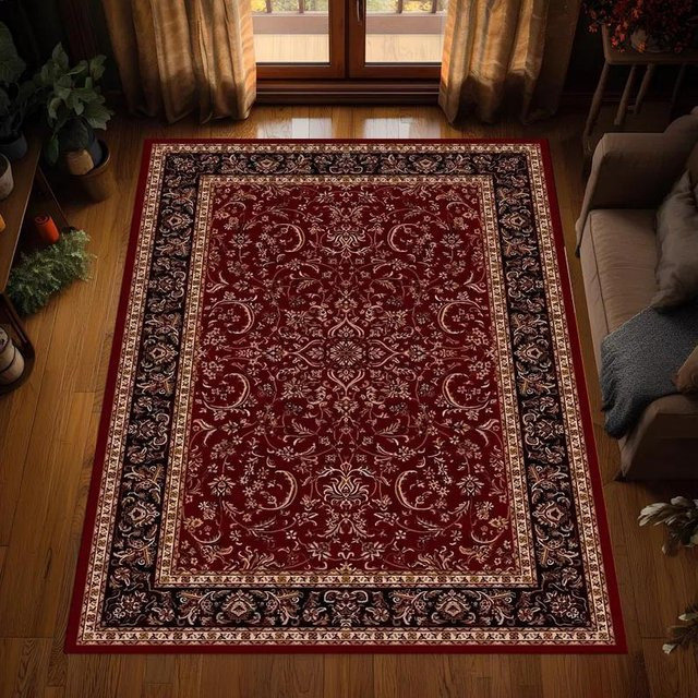 Roter Perserteppich im Vintage-Stil von Lodestar, traditioneller Medaillon-Teppich aus Polyester, rutschfest und waschbar, B/T/H: 60 x 40 x 1 cm - Bild 1