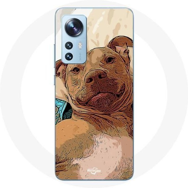 Handyhülle für Xiaomi Mi 12 und Xiaomi Mi 12X mit American Pit Bull Terrier Motiv in Braun und Schwarz - Bild 1