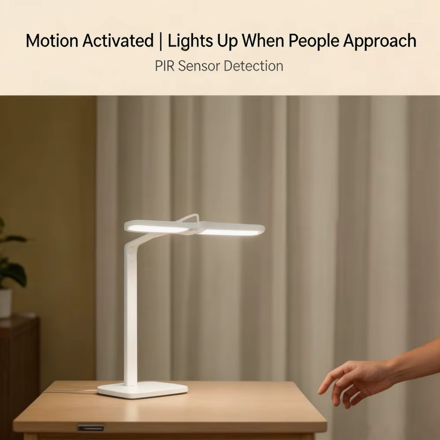 MiJia Desktop-Schreibtischlampe mit Vollspektrum-LED, Sitzsensorik und doppeltem Lichtkopf in Weiß - Bild 3