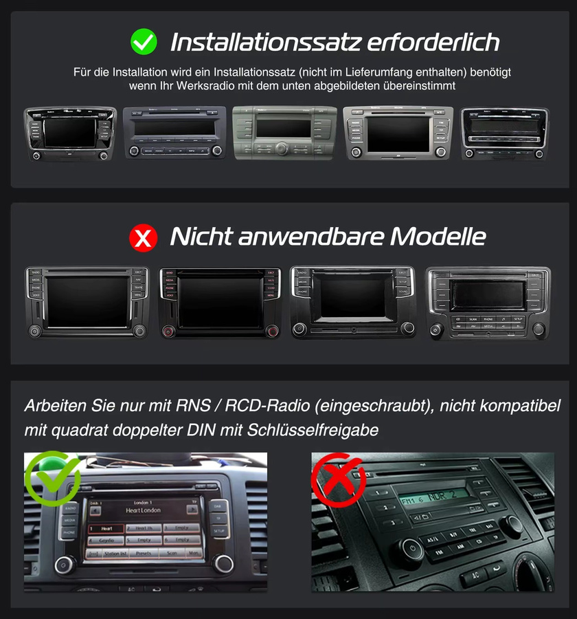 MOPECT 7-Zoll Autoradio mit Wireless Carplay, Bluetooth und USB für VW Golf 5 6, Polo, T5, Touran, Passat, Seat und Skoda in Schwarz - Bild 4