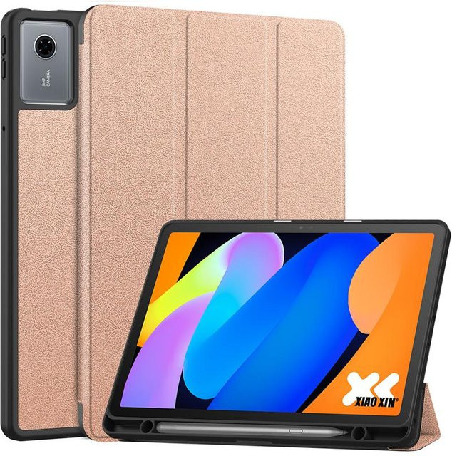 Magnetische Leder Klapp Smart Cover Hülle für Lenovo Idea Tab 11 TB336FU und Xiaoxin Pad 11 2025 mit Stifthalter in Rose Gold - Bild 1