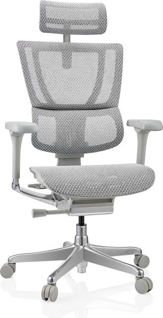 hjh OFFICE Luxus Chefsessel ERGOHUMAN SLIM G GEN2 in Grau mit Netzstoff, Kopfstütze und höhenverstellbaren Armlehnen - Bild 1