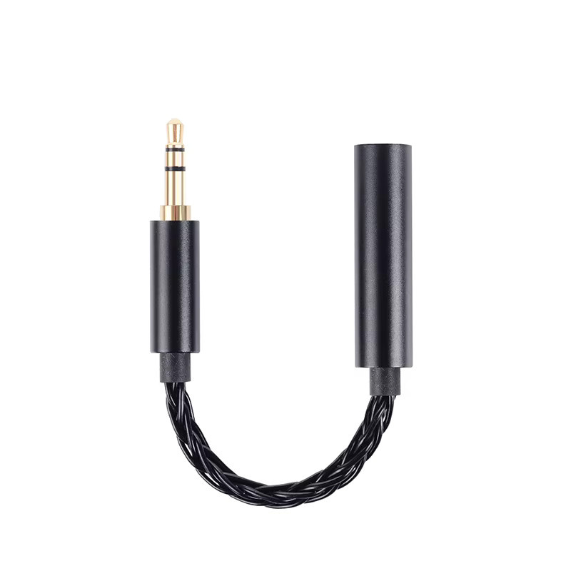 Koceta Kopfhörer-Konvertierungskabel 8-adrig versilbertes Kupfer, Headset-Adapter 3,5 mm Klinke auf 4,4 mm symmetrischer Stecker, Schwarz - Bild 1