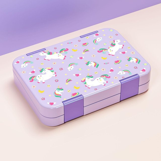 Bento Lunchbox für Kinder von Yiran Furniture mit 5 bis 6 umwandelbaren Fächern, BPA-frei, auslaufsicher, mikrowellen- und kühlschrankgeeignet in Türkis, Pink oder Lila - Bild 1