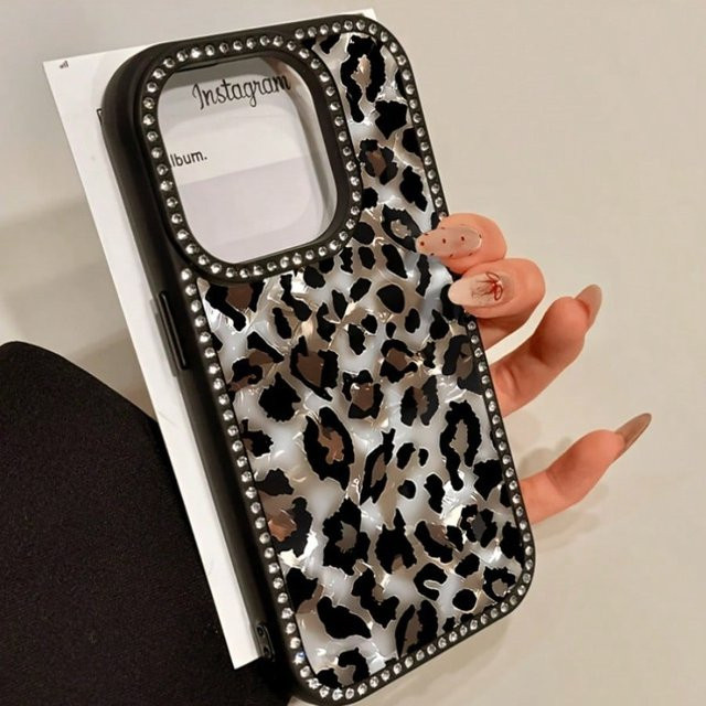 Handyhülle mit Leopardenmuster in Multicolour und Weiß, weiche TPU-Kanten und Acryl-Rückseite, kompatibel mit iPhone 17, 16, 15, 14, 13, 12 und 11 Pro Max - Bild 1