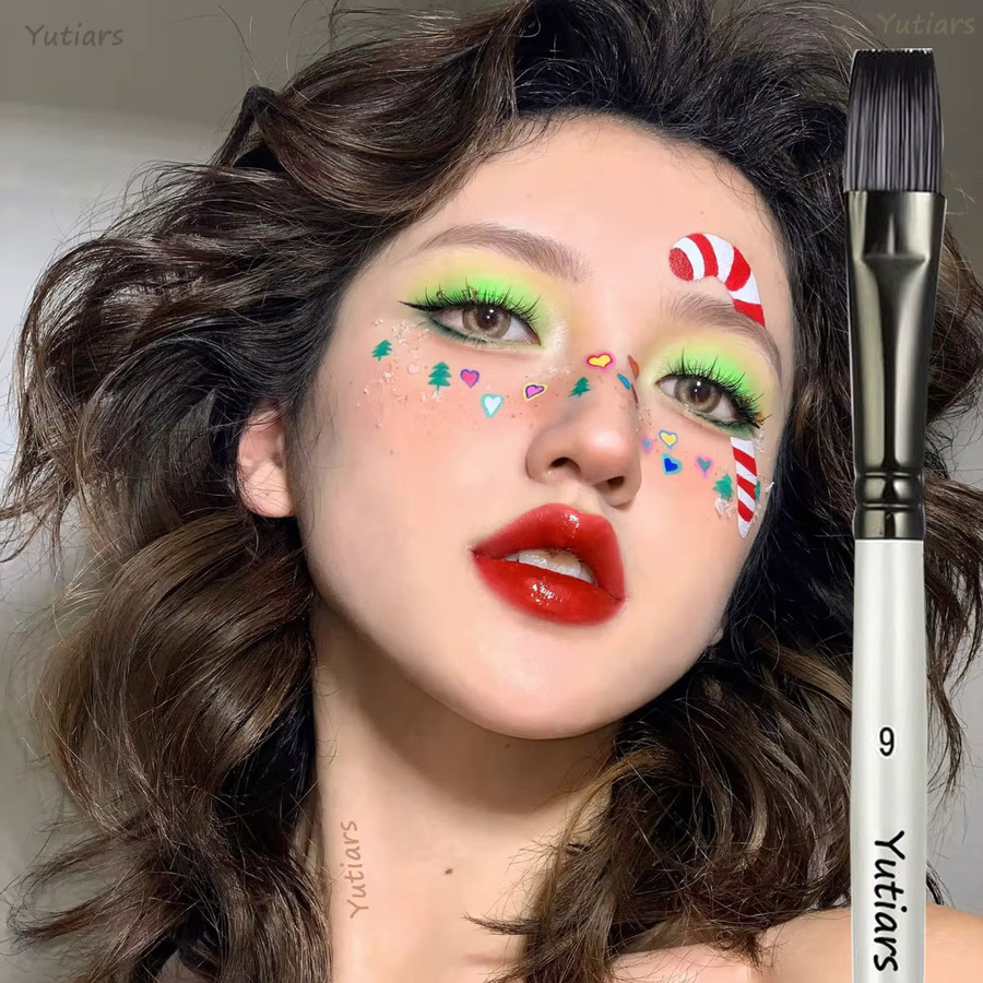Yutiars 10-teiliges professionelles Künstler-Pinsel-Set mit weißen Griffen und Nylonborsten für Aquarell und Gesichtsbemalung - Bild 4