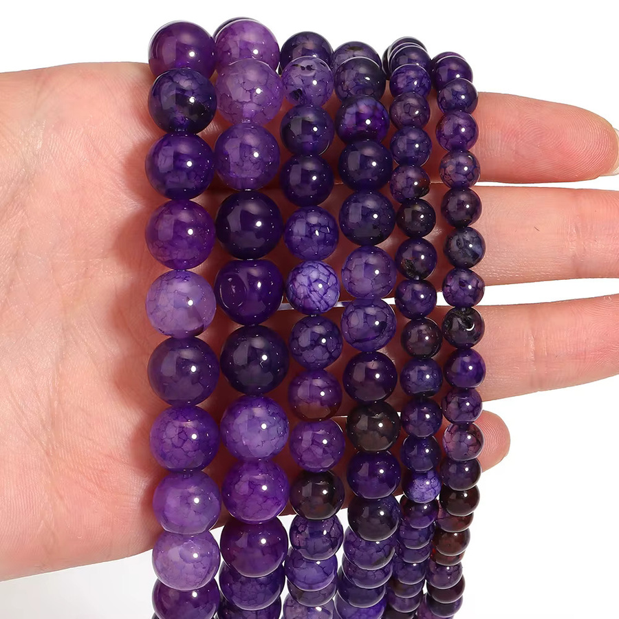 louleur Naturstein-Perlen, Drachenachat, violett, 6/8/10 mm, Unisex - Bild 3