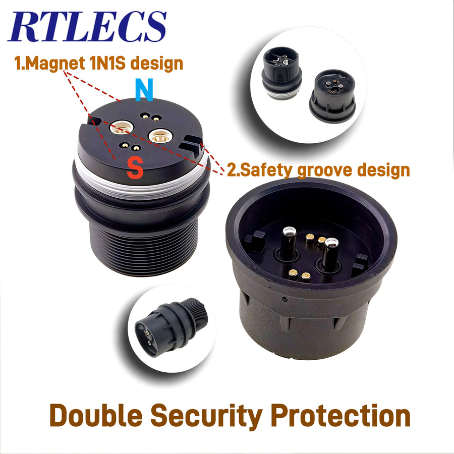 RTLECS Wasserdichter magnetischer Rundsteckverbinder 4 + 2-polig in Schwarz und Gold, 18 A, 24 V, DC-Ladegerät mit Drahtgewinde und vergoldeten Kontakten - Bild 2