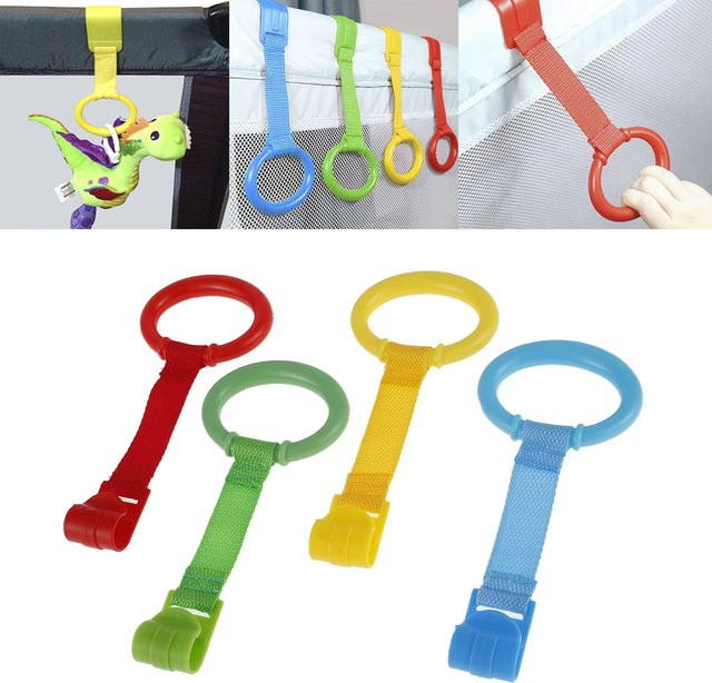 4er-Set ergonomische Zugringe für Babybetten zum Gehtraining in Multicolor - Bild 1