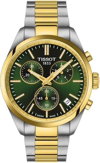 Tissot Chronograph Herrenuhr, Edelstahl, Quarz, 40 mm, Grün, 10 ATM - Bild 1