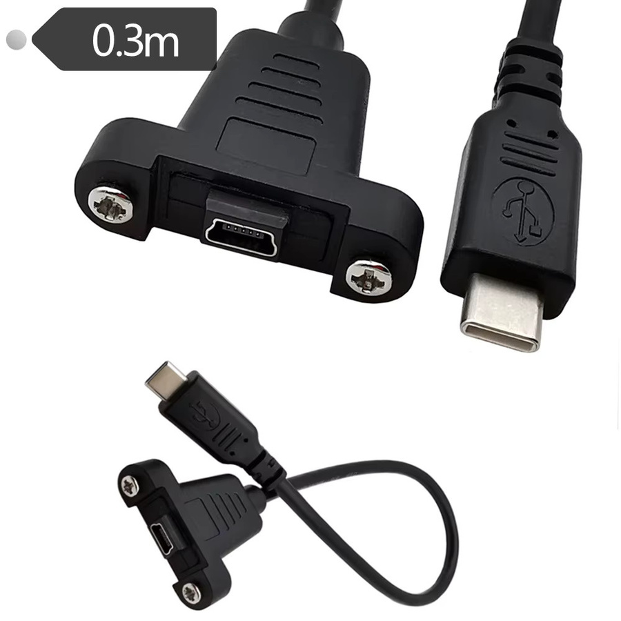 BSN USB 3.1 Typ-C auf Micro/Mini USB 2.0 5-Pin Datenkabel für Panelmontage, Schwarz, 0,3 m - Bild 2