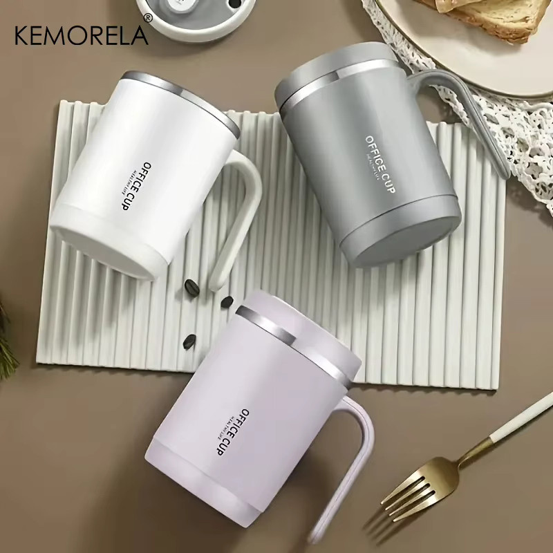 KEMORELA Isolierter Edelstahlbecher mit Deckel und Strohhalm, 502,75 ml Reisebecher für heiße und kalte Getränke in Purple und White - Bild 3