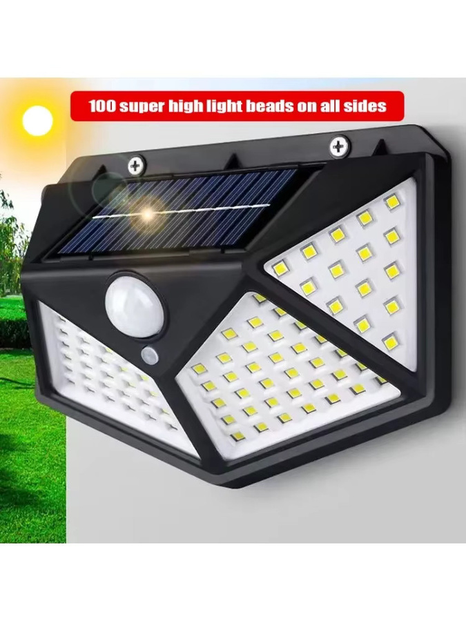 ESMARTER Solar-Wandleuchte mit Bewegungssensor, 100 LED Außenleuchte für Garten und Treppe, wasserdichte LED Gartenleuchte in Schwarz, 4-seitig leuchtend - Bild 7