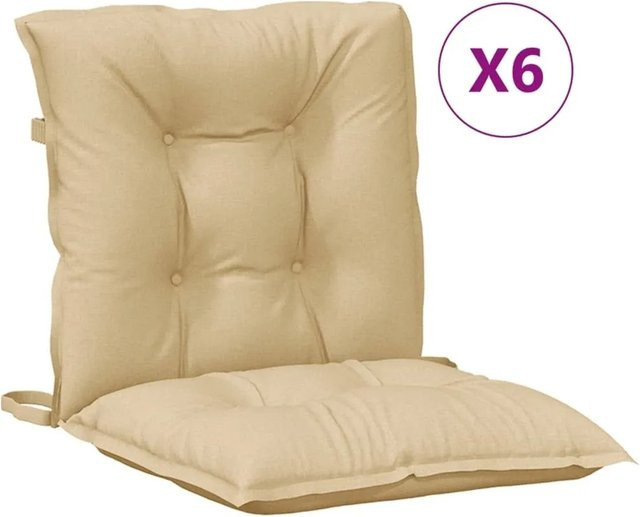 6er Set vidaXL Niedriglehner-Auflagen aus Polyester in Melange Beige, B/T/H: 100 x 50 x 7 cm, UV-beständig - Bild 1