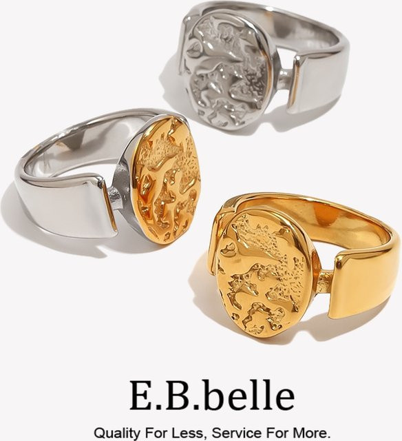 E.B.belle Ring Edelstahl, Nebula geprägt, vergoldet, Damen - Bild 1