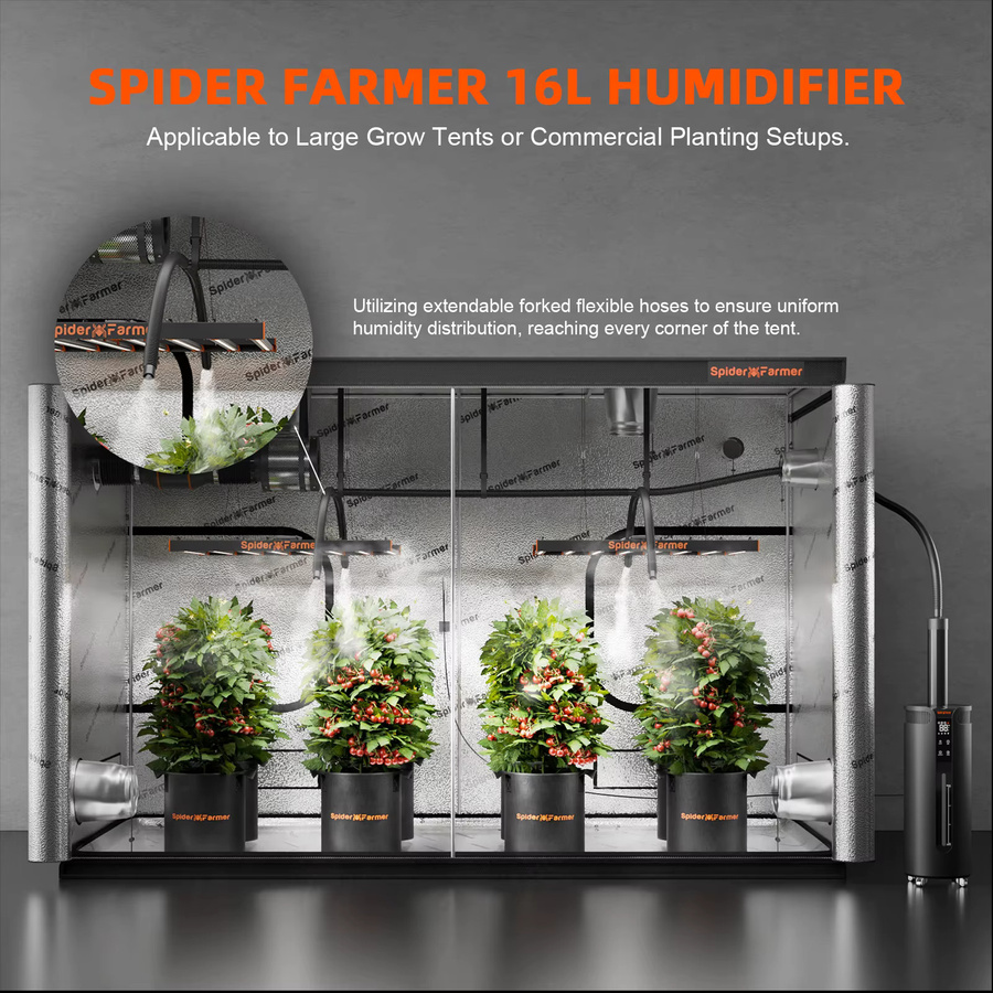 Spider Farmer Ultraschall Kaltnebel-Luftbefeuchter mit Hygrostat und Temperatur- sowie Feuchtigkeitssonde, Schwarz, 16 l - Bild 2