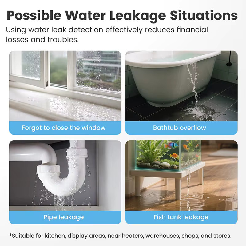 Tuya ZigBee Regen- und Wasserlecksensor mit App-Steuerung für die Hausautomation, Weiß - Bild 3