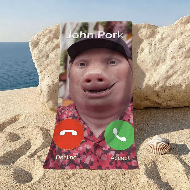 John Pork Strandtuch mit Grafikdesign, Mehrfarbig, B/L: 150 x 180 cm - Bild 1