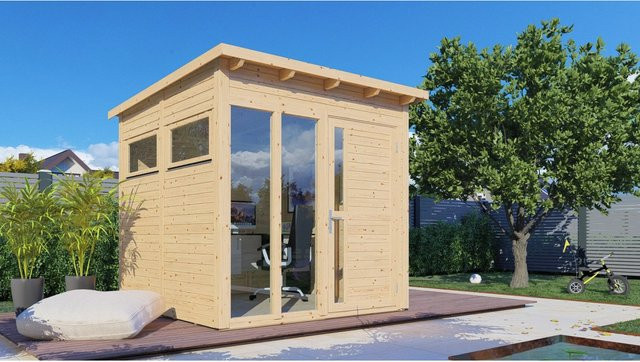 Bertilo Holz-Gartenhaus Pentus 2 Office Flachdach Unbehandelt in Braun B/T/H: 232 x 226 x 226 cm - Bild 1