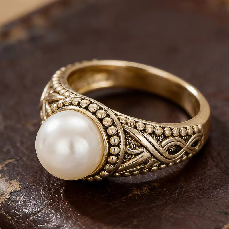 Huitan Ring, goldfarben, Perle, Damen - Bild 2