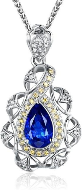 YIRAN Jewelry Halskette mit Anhänger, Saphir, Zirkonia, blau, 45cm, Damen - Bild 1
