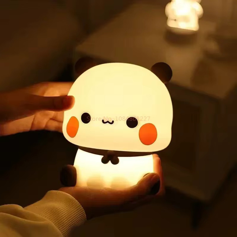 Luo Jiujiu Bubu und Dudu Niedliche Bären-Panda-Cartoon-LED-Nachtlampe in Weiß - Bild 4