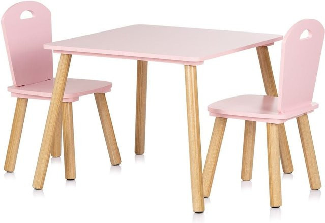 Chipolino Kinder Tischset aus Holz, 3-teilige Kindersitzgruppe mit Tisch und 2 Stühlen, Pink - Bild 1